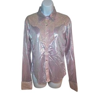 Vintage Panhandle Slim Iridescent Western Long Sleeve Button Up Shirt- M